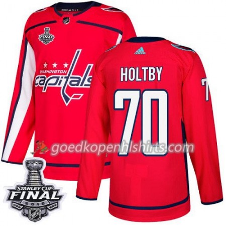 Washington Capitals Braden Holtby 70 2018 Stanley Cup Final Patch Adidas Rood Authentic Shirt - Mannen